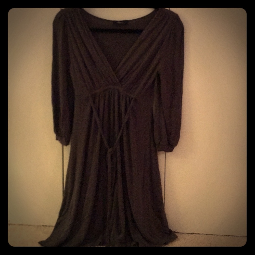 Gray wrap dress with 3/4 sleeve